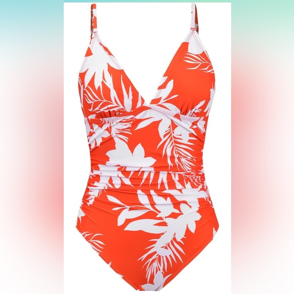 CUPSHE Women's One Piece Swimsuit Tummy Control V Neck Bathing Suit - Picture 5 of 9